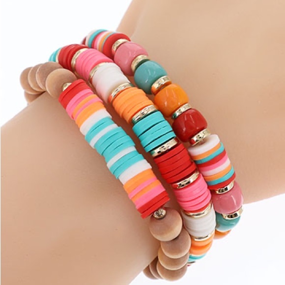 Jewelry - 1084-3Pcs Multicolored Stretch Bracelet Set